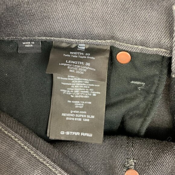 G Star Raw Mens Pants 33 Gray Jeans Revend Super Slim Distressed Faded 33x36 - Picture 9 of 13